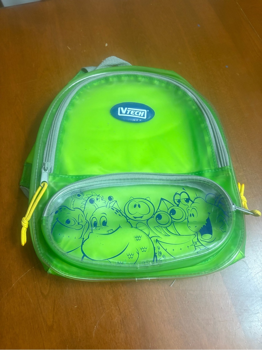 VTech Bright Green Kids Backpack with Cartoon Front Pocket